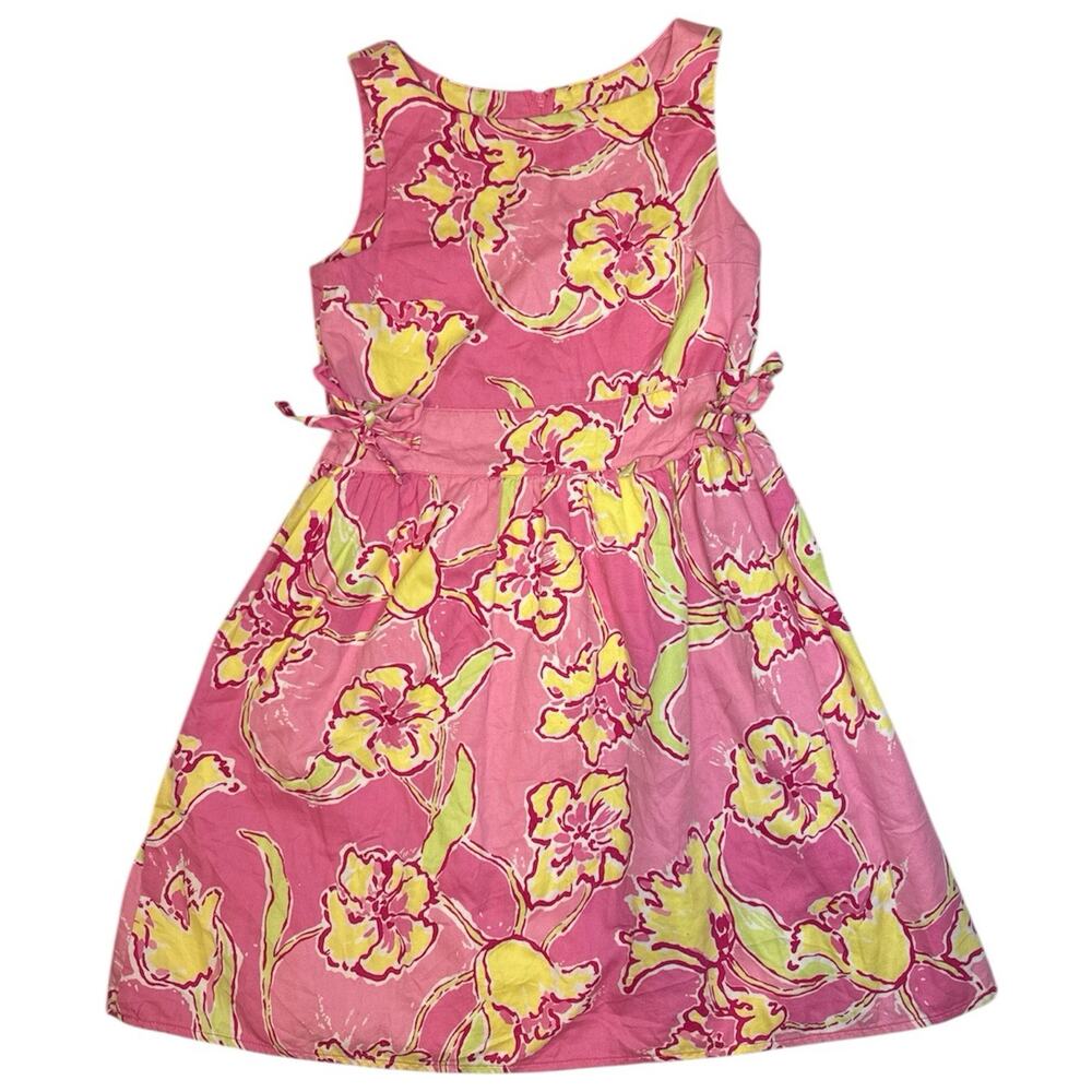 Lilly Pulitzer Girls Size 10 Hotty Pink Day Lily Dress Floral Sleeveless